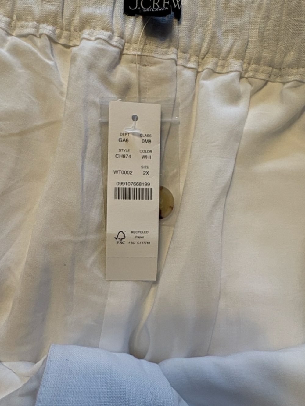 J. Crew 3" Harbor Linen Shorts Size 2X White Summer Vacation Beachy Coverup NWT - Picture 5 of 8